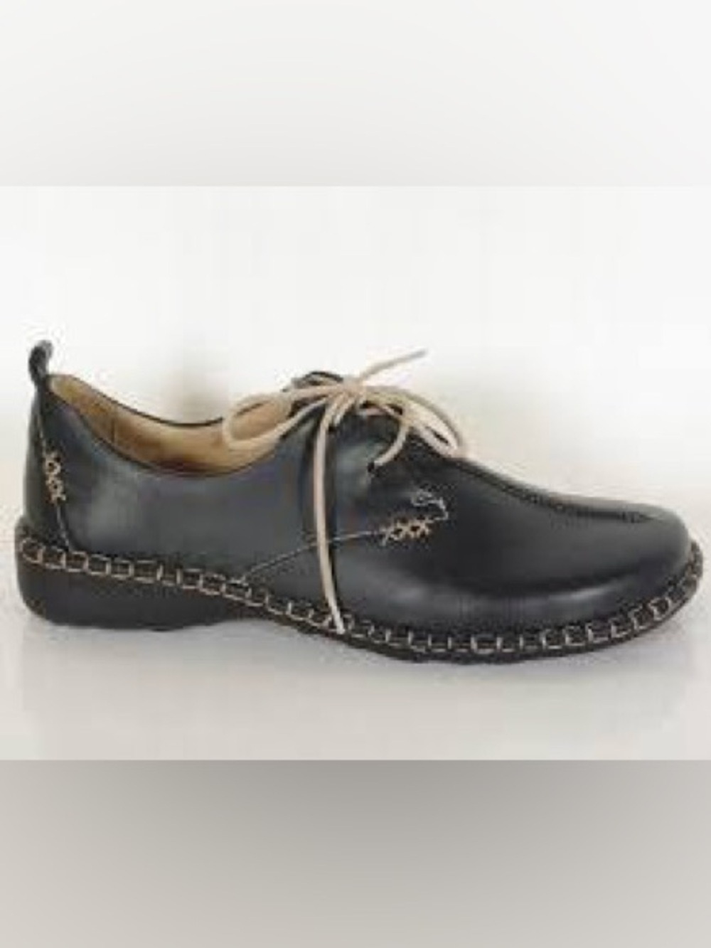 Josef Seibel Lindsay Black Leather Oxford Comfort Shoes Womens Size 39 US 8/8.5